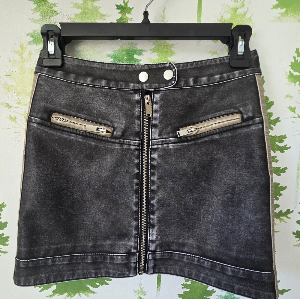 Juniors' SO Vintage Washed Faux Leather Mini Skirt